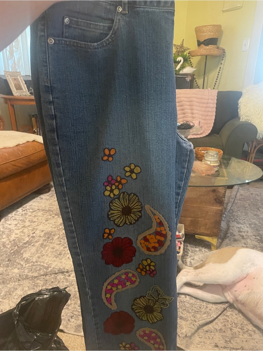 Lilly Pulitzer Embroidered Floral Blue Women's Jeans